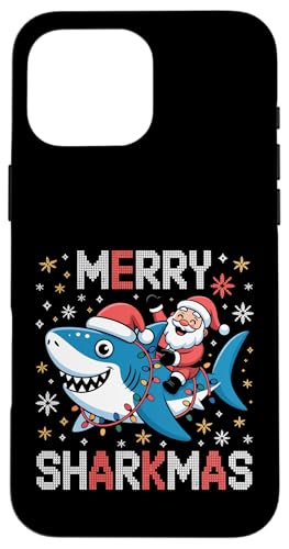Merry Sharkmas AO[Z[^[ T^ CfBO V[N Cgt X}zP[X iPhone 16 Pro Max p