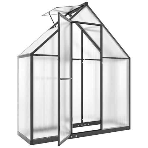 Outsunny Serre de Jardin en Aluminium Polycarbonate, Serre avec fenêtre réglable Porte battante, abri extérieur résistant aux intempéries pour Plante...