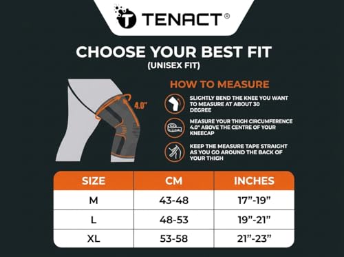 Image of Knee Cap Support | Compression Knee Sleeve for Pain Relief, Gym, Running & Sports | Stretchable, Breathable Fabric (M)