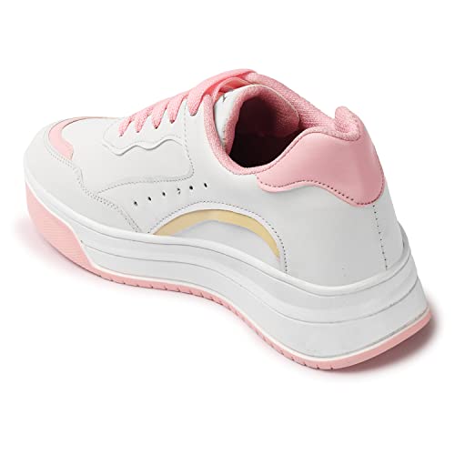 Image of PrasKing Women's Stylish Trendy Casual Sneaker Shoes Lightweight Soft & Comfortable with Extra Cushion Lace-Up Shoes for Women's & Girl's