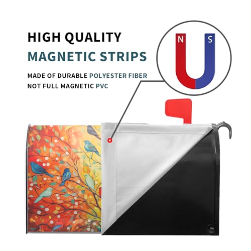 Image of Spring Summer Flower Mailbox Covers Magnetic Standard Size 18x21 Inch Colorful Rainbow Tree of Life Branch Mailbox Covers Spring Abstract Birds Mailbox Wrap Post Letter Box Cover for Home Gadern Decor