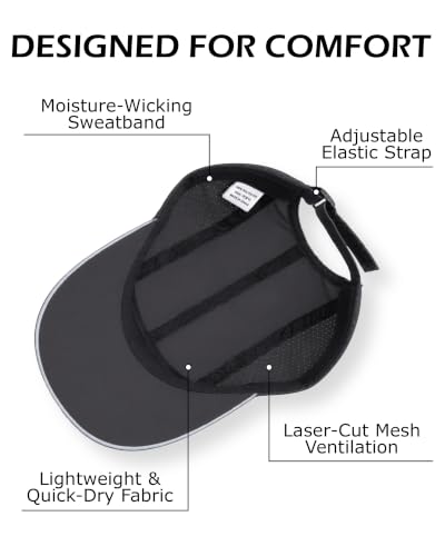 Image of Zylioo XL XXL Baseball Cap for Big Heads, Quick Dry Reflective Hat | Perforated Panels And Elastic Strap Add Breathable Comfort For Running, Golf, Walking, Travel, And Summer Wear