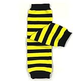 Bowbear Baby Stripes and Chevron Leg Warmers, Yellow and Black S