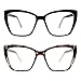 AMOMOMA Trendy TR90 Oversized Blue Light Reading Glasses Women,Stylish Square Cat Eye Glasses AM6031 C1+C6 1.5 x