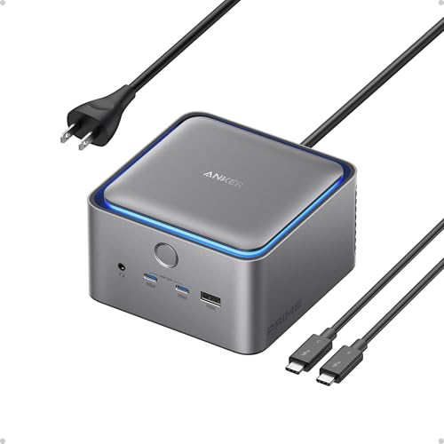 Anker Prime TB5 Docking Station, 14-in-1 Thunderbolt 5 Dock with 120Gbps Max Transfer, Thunderbolt Dock with 140W Max Charging, Cooling System, Ambient Lighting, Up to 8K for TBT 5/4 Laptops