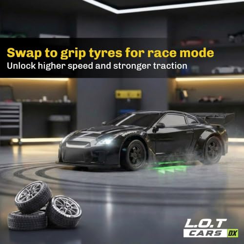 Image of L.O.T TOYS Flare Premium RC Drift Car | 4WD 20Kmph with Boost Mode, 2.4Ghz Long Range Remote, Hard Shell Body, LED Headlights, Race-Ready Build (Race Black)