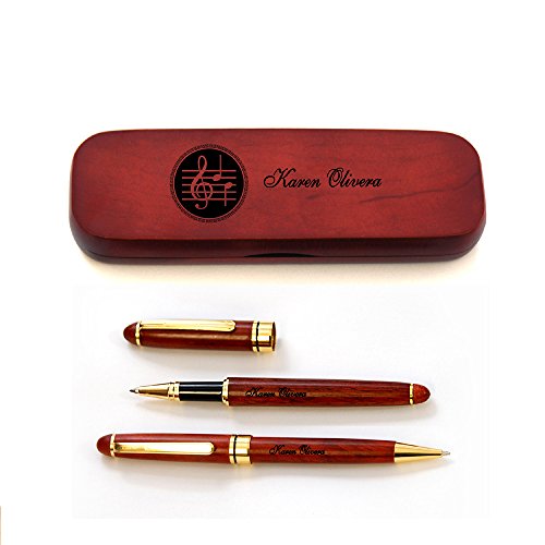 Personalized Solid Rosewood Pen Set for Musican