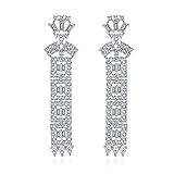 Canal impresionante estilo art decó, glamour en estos alucinantes extraordinarios y latón cz Candelabro Aretes de gota. Acentuado por un panel rectangular largo, relucientes de cz en un diseño de estilo vintage. Declaración sublime pendientes de una novia.