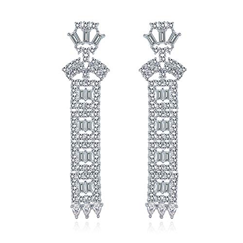 Boucles d'oreilles chandelier style Art Déco asiatique plaqué argent pour femme élégante