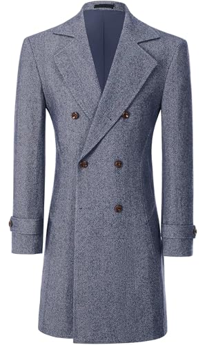 Image of Mens Casual Blazer Coats Wool Blend Men Trench Coat Jacket Double Breasted Classic Warm Men's Sport Coats