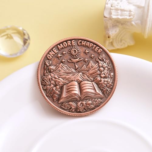 LParkin Just One More Chapter Coin Gamer Bookish Gifts For Book Lovers - Unique Book Coin Flip Book Merch & Bookish Coins Presents For Reader Women, Decision Maker Idea (one more chapter - Moon Stars)