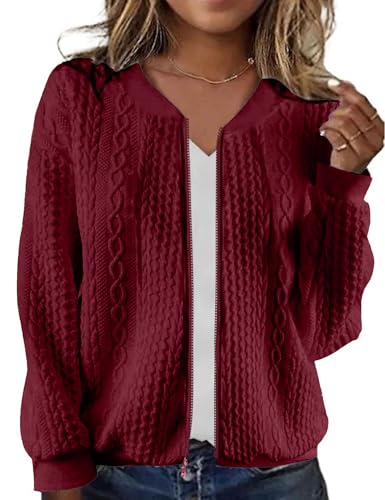 Image of WROLEM Zip Up Sweatshirts for Women Casual Outfits Cardigan Outerwear Trendy Winter Jackets Coat