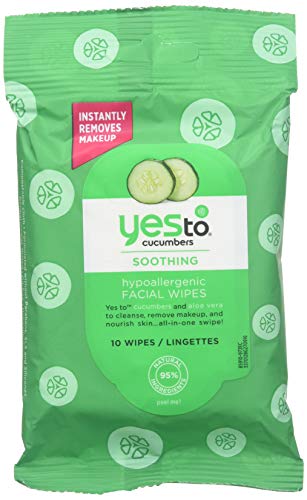 Yes to Cucumbers Soothing Hypoallergenic Facial Towelettes, Travel Size 10 ea (Pack of 4)