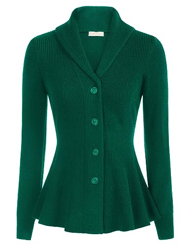 Image of Belle Poque Women Vintage Cardigan Sweater Shawl Lapel Button Down Sweater Outwear Coat