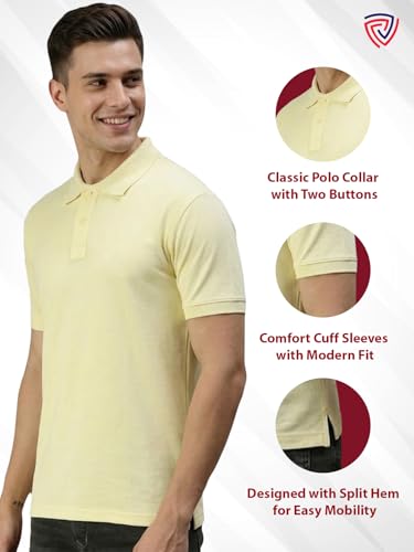 Image of Lux Cozi Men's Cotton Solid Polo Tshirt | Collar Tshirts | Half Sleeves | Stylish & Premium All Day Wear | Pack of 1