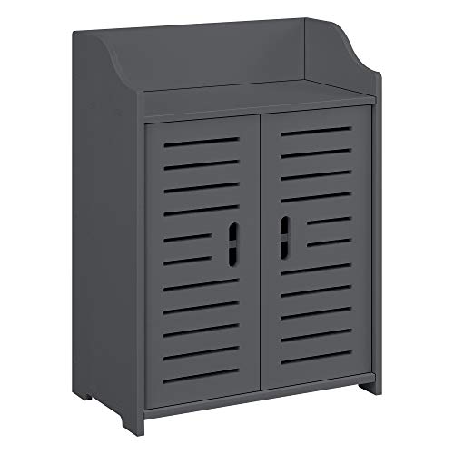 [en.casa] Mueble para Baño 62 x 45 x 25 cm Mueble Auxiliar para Baño con 2 Puertas y con Estante WPC Gris Oscuro