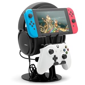 Hanger Headphone Stand, Controller Holder, Phone Dock, Height Adjustable Hooks, Desk Organizer for Headset/Controller/Switch/Phone