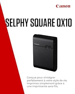 Canon SELPHY Square QX10 Imprimante Photo Portable - Tirages de Haute Qualité, Fonctionnalités Créatives - Imprimante Portable pour Le Scrapbooking & Les Albums Photo, Noir