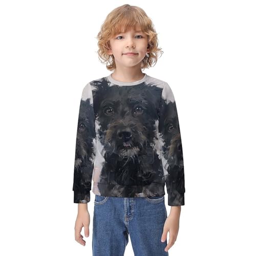 Pet Dog FaceChildren's Casual Pullover Sweatshirt Loose Fit7-9Y