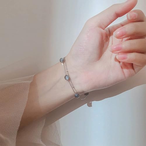 Pulsera de doble capa con encanto de luna QYYZTHX para mujer 3