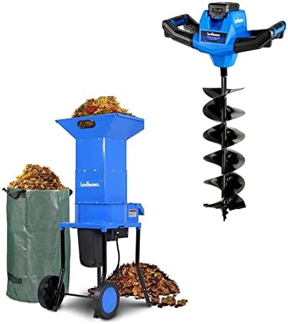 Landworks Trituradora de hojas eléctrica verde y gestión de residuos y cabezal de potencia de taladro de tierra, broca de acero de 6 pulgadas x 30