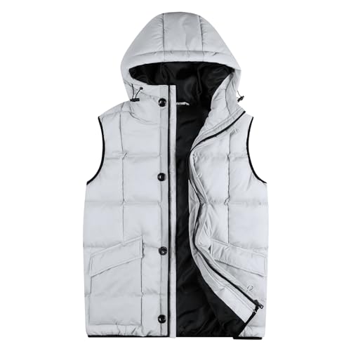 Image of MADHERO Men's Puffer Vest with Hood Water-Resistant Puffy Vests Outerwear Sleeveless Jacket