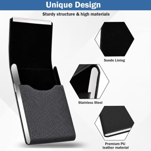 Image of Mini2buy Customized Name Engraved Card Holder for Credit, Debit, ATM, and Business Visiting Cards from Premium Stainless Steel Size Ideal for Personal use or Corporate Gifting (S P Black)