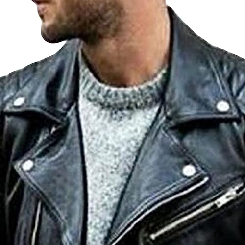 Maiyifu-GJ Motorcycle Faux Leather Jackets for Men Slim Fit Leather Biker Jacket Stylish Lightweight Zip Up Biker Coat2
