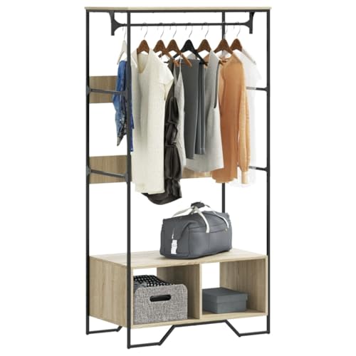 Nqyjm Perchero de madera de roble Sonoma, 90 x 50 x 180 cm, armario para dormitorio