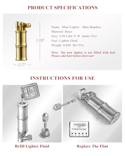 Encendedor portátil clásico Mini de latón rellenable miniatura 4