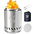YEFU Tabletop Fire Pit 9.7 x 7.1 in, Low Smoke Camping Stove for Outdoor & Patio, Fueled by Pellets or Wood, Safe Burning Table Top Firepit, with Travel Bag & 2 Mini Sticks & Fireproof Mat, Silver