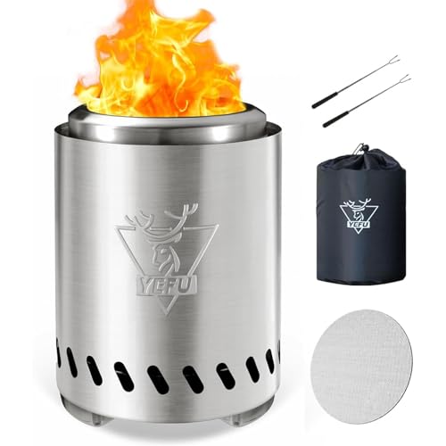 YEFU Tabletop Fire Pit 9.7 x 7.1 in, Low Smoke Camping Stove for Outdoor & Patio, Fueled by Pellets...
