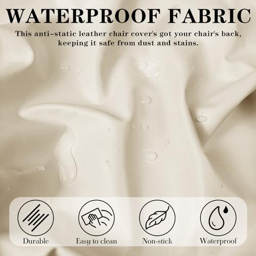 Image of Pu Leather Dining Chair Seat Covers Set of 4, Waterproof Kitchen Chair Covers Stretch Chair Cover for Kitchen /Dining Room /Hotel, Tasteless seat Covers for Chairs (White - 4 PCS)