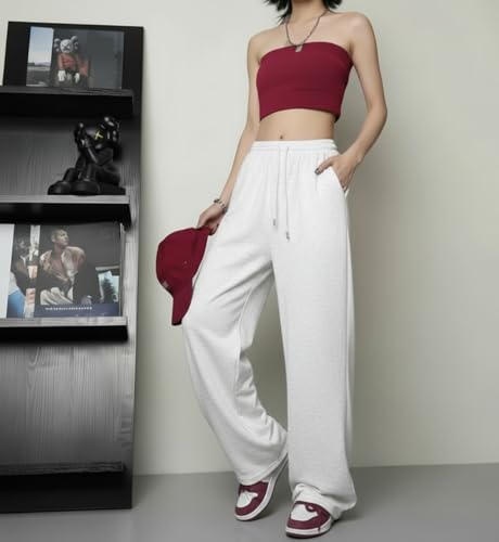 Image of dockstreet Straight Wide fit Long Length Open Bottom Jogger for Women /Trending Multi Pocket Style, Relaxed Casual Pants for Women