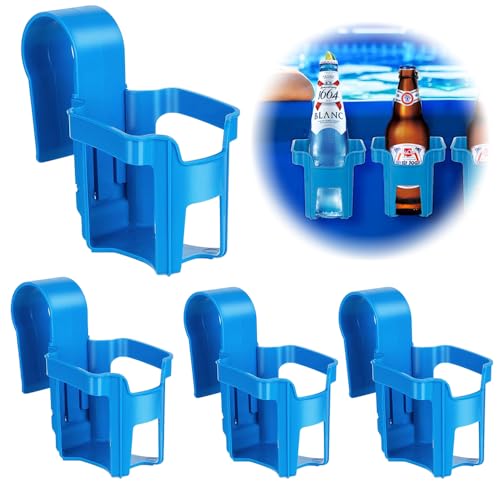 UQTUKO Pool Getränkehalter, 4 Stück Poolrand Getränkehalter aus Kunststoff Multifunktionale Pool Becherhalter Cup Holder Poolside Drink Hanging Getränkehalter Ohne Verschütten, Blau