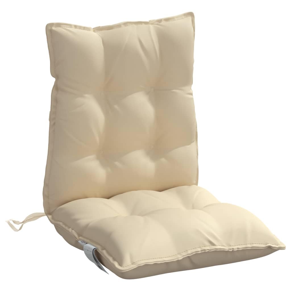 vidaXL Lot de 4 Coussins de Chaise à Dossier Bas, Galette de Siège Imperméable, Coussin d'Extérieur Anti-Glissement Jardin Terrasse, Beige Tissu Oxford