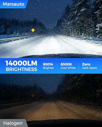 Image of Marsauto H8 /H11 LED Fog Light Bulb, 14,000LM 6500K Cool White 1:1 Size H16 /H8 Fog Lights, 0.16 inch Ultra-Thin Focused Beam for Foggy /Rainy Days, Pluy&Play, 2-Pack