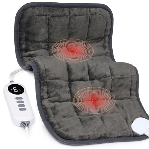Weighted Heating Pad 12x24 FSA Eligible HSA Soft Electric Heating Pad with 6 Heat Levels & 4 Gentle Vibration Modes Auto Shut-Off Cozy Warmth for Back Neck Shoulders & Legs