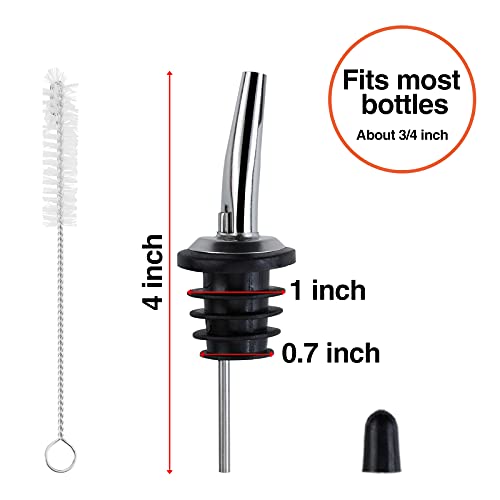 Xmsound 48 Pack Stainless Steel Classic Bottle Pourers With Rubber Dust Caps，For Alcohol Spouts Bottle Spout Liquor Bottle Pourers Pour Spouts，For Liquor Bottles Liquor Pourers Liquor Dispenser Bar #TOP1