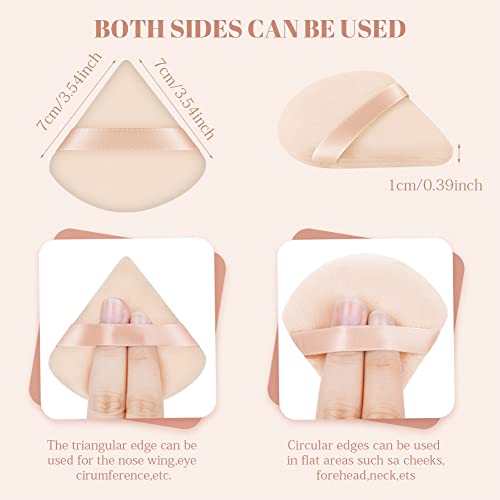 Axfee 6 Pcs Powder Puffs, Pure Velour Soft Triangle Wedge Makeup Powder Puff For Loose Powder Mineral Powder Body Powder Wet Dry Cosmetic Foundation Sponge Makeup Tool (Skin Color) #TOP1