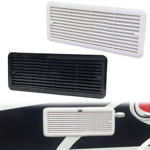NINMORTH Griglia di montaggio per ventola del frigorifero per camper, 483 mm x 186 mm, per camper e roulotte, in ABS resistente alle intemperie, compatibile con OE 62445480, bianco/nero