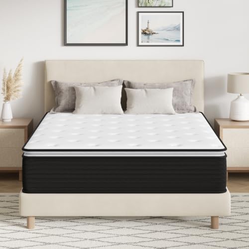 Image of Firm Twin Mattress for Pain and Pressure Relief, 8 inch Hybrid Mattress with Extra Back and Lumbar Support, Fiberglass Free, 365 Nights Trial
