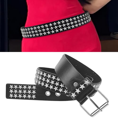 Fashionable Large Eyelet Belt For Female With Star Rivet Western Waistband Hiphop PU Leather Waiststrap For Dresses2