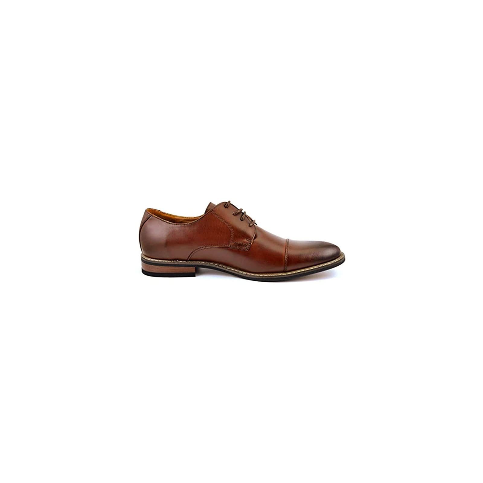 Oxford-Schuhe für Herren, klassisch, elegante Oxford-Schuhe mit Flügelspitze, Schnürung, lässig, Hochzeit, Büro, Herren (Braun 41,5 UK)