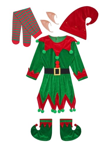 Disfraz de Elfo Infantil para Niñas con Vestido de Terciopelo miniatura 5