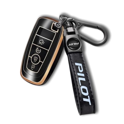 Image of HUIANTS Black Leather Car Keychain Metal Car Keyring Compatible with Honda PILOT Accessories, Keychain Keyring Family Present for Pilot Owners (for PILOT)