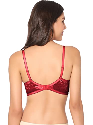 Image of SONARI Demi Cup Bra | Padded, Lacey net, Comfortable Nylon Material, Non Wired, Removable and Adjustable Bra Straps, Demi Cup, Hook and Eye Closure, Hand Washable - Soda
