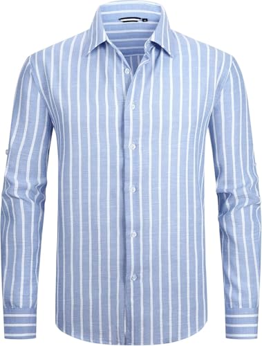 Image of Men's Regular Fit Vertical Striped Casual Shirt | Full Sleeve Cotton Polyster Blend Shirt for Men | Slim Fit Stylish Party