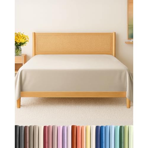 Twin XL Size Flat Sheet - College Dorm Top Flat Bed Sheet Only - Ultra-Soft, Breathable & Cooling - Fade & Wrinkle Resistant - Easy-Care, Stain & Shrink Resistant Bedding - Easy-Fit & Oeko-T
