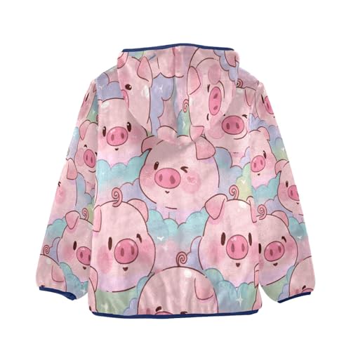 Cute Pink Pigs Pattern Background Toddler Fleece Jacket Girl Boys Hooded Fleece Jacket Coat Warm Outwear Zip-up 3-10T2
